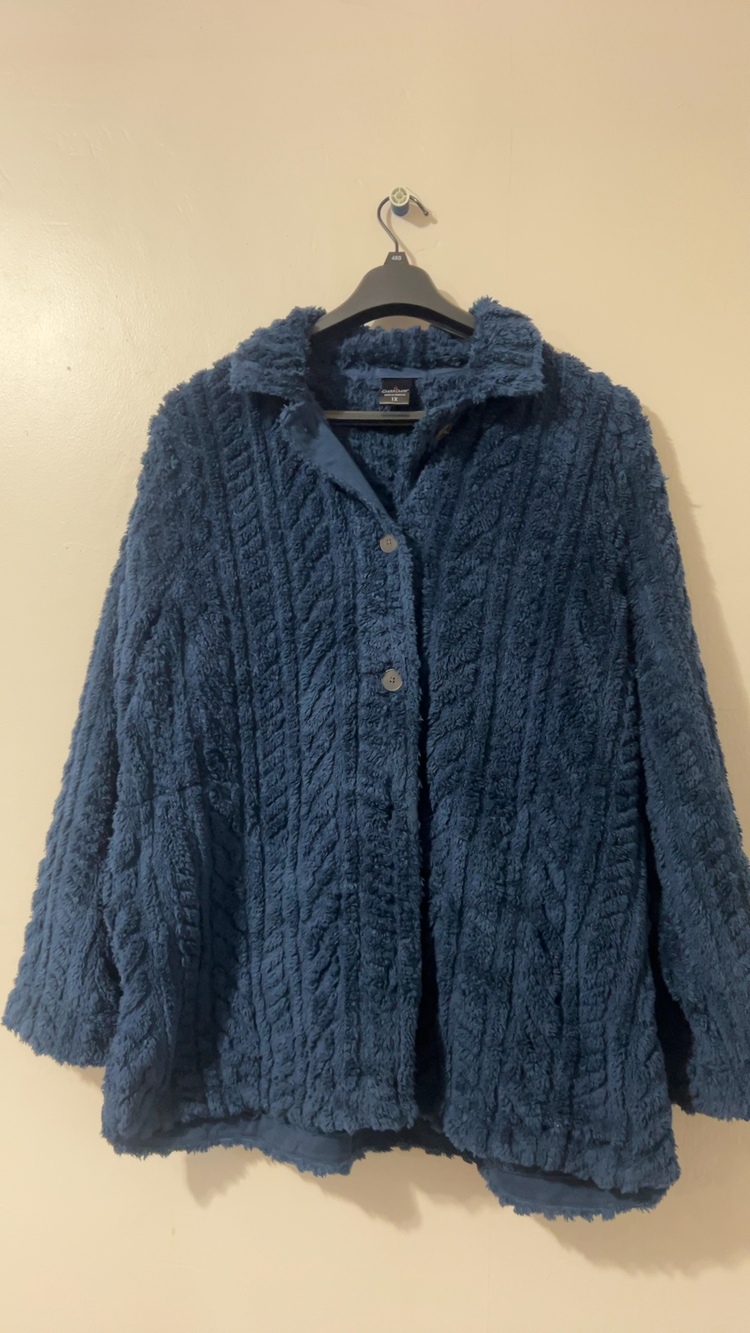 Cuddl Duds Navy Blue Plush Jacket 1X